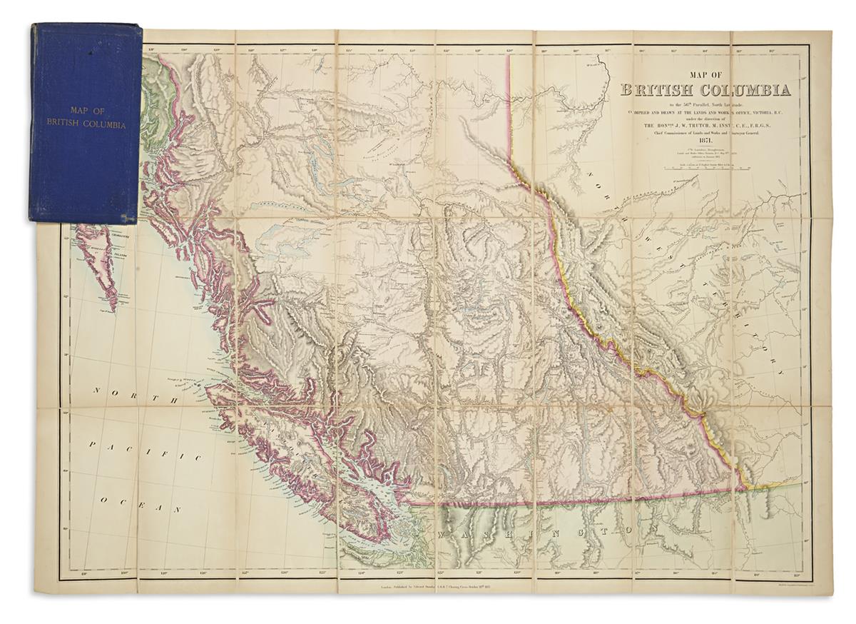 (CANADA.) Trutch, J.W.; and Launders, J.B. Map of British Columbia to the 56th Parallel, North Latitude.